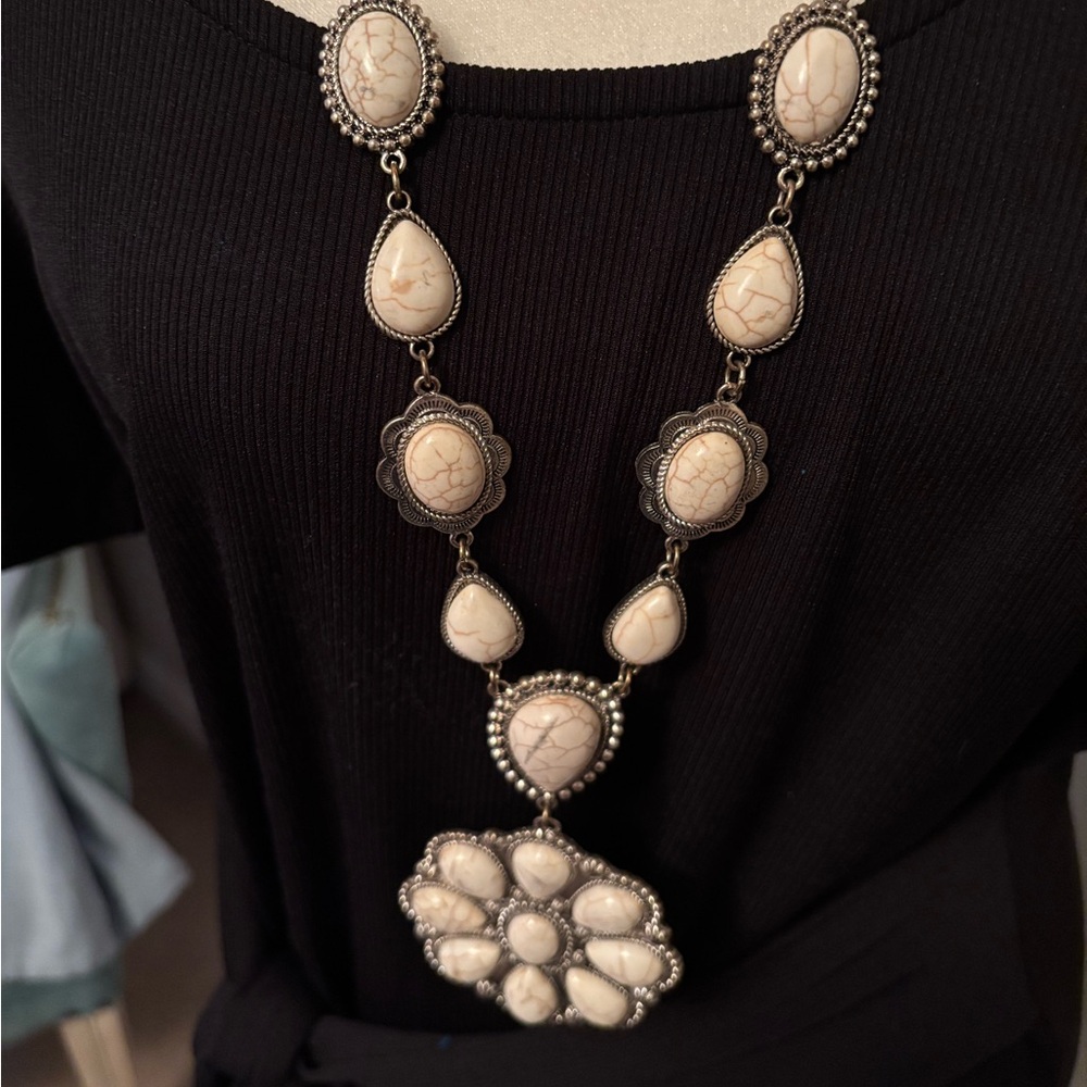 Handcrafted White Stone Statement Necklace - Women Jewelry
